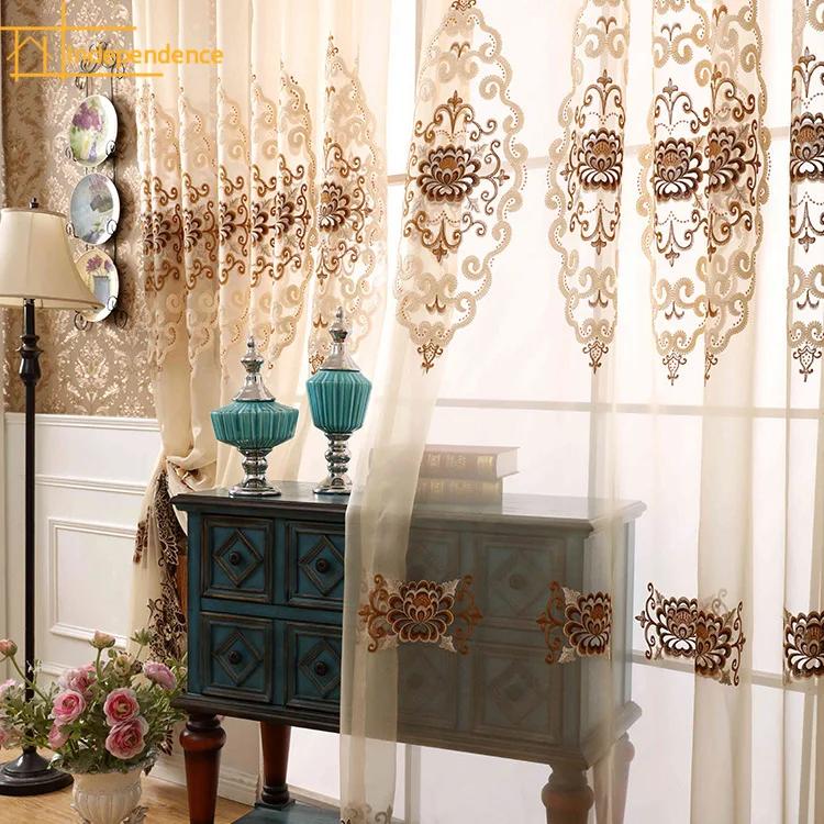 European-style High-end Embroidered Window Screen Curtains for Living Room Bedroom Partition Curtain Finished Produc